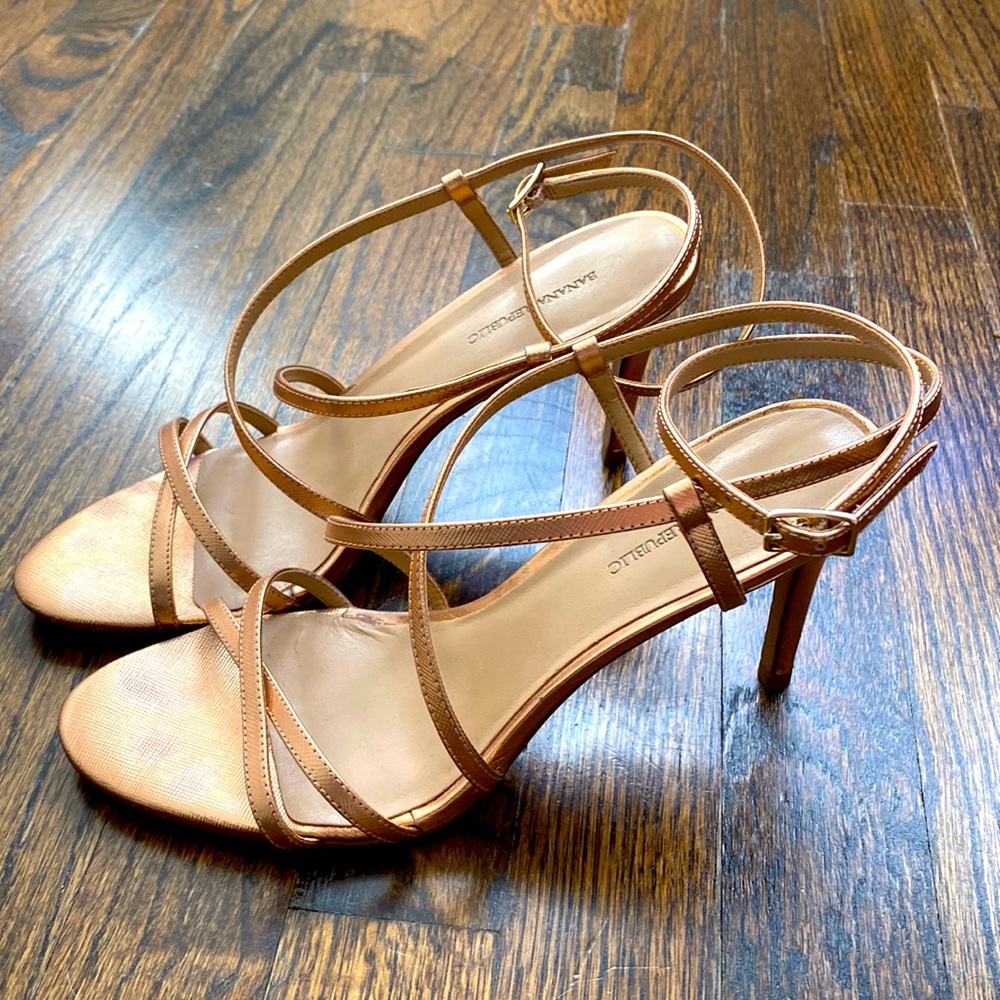 Rose gold strapped heels
